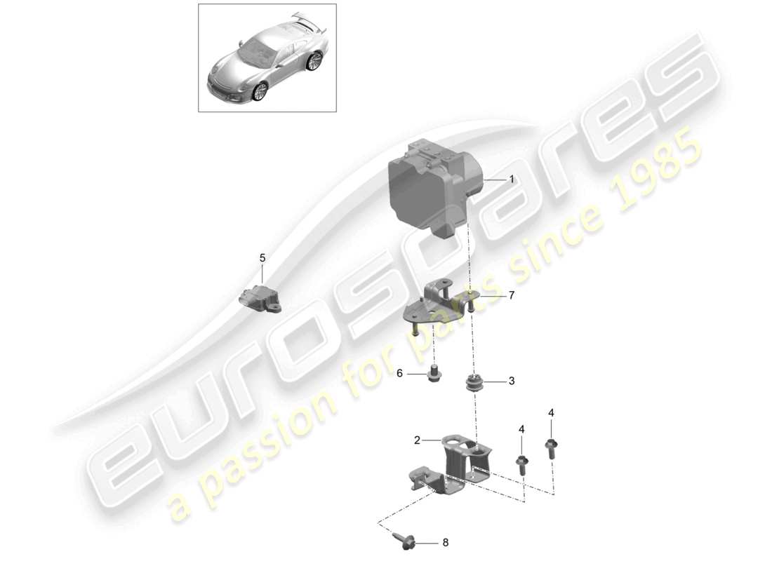 porsche 2021 (991-2 r/gt3/rs) unidad hidráulica del sistema de frenos antibloqueo -abs- unidad de control y regulación d - mj 2018>> diagrama de piezas