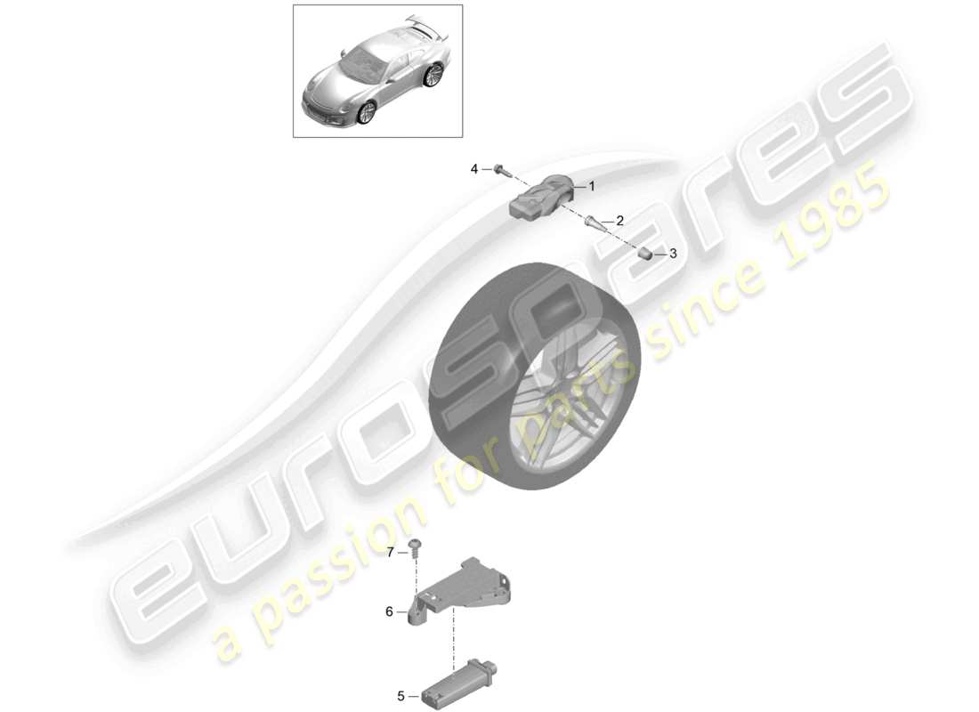 porsche 2021 (991-2 r/gt3/rs) sistema de control de presión de neumáticos d - mj 2018>> diagrama de piezas