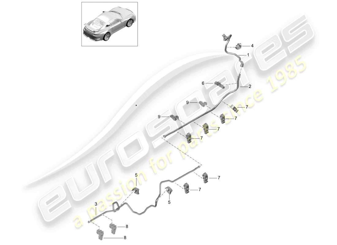 porsche 2021 (991-2 r/gt3/rs) línea de vacío d - mj 2018>> diagrama de piezas