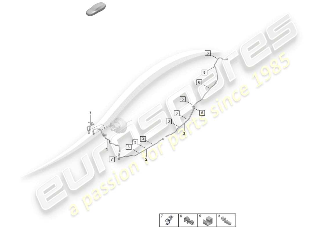 porsche 2025 (992-2 gt3) diagrama de piezas de la línea de vacío