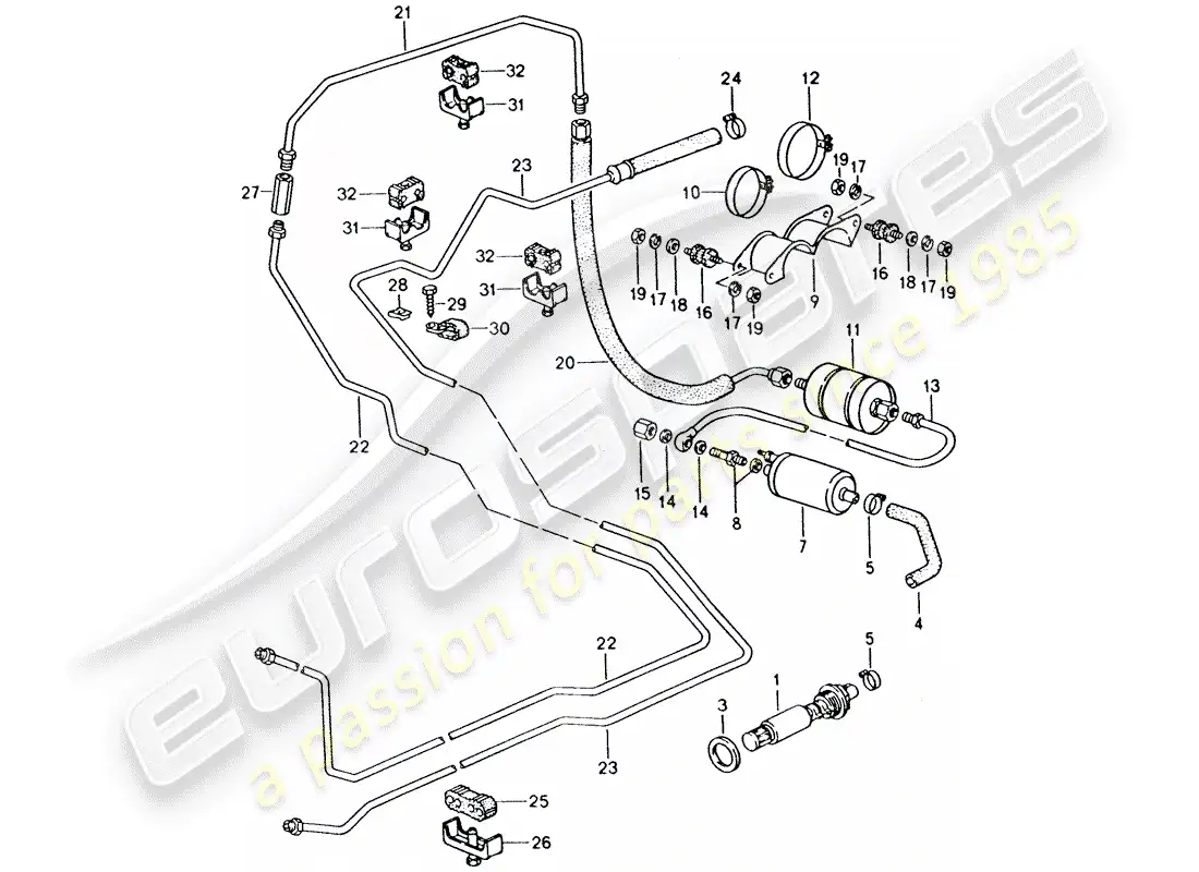 porsche 1992 (928) fuel system diagrama de piezas