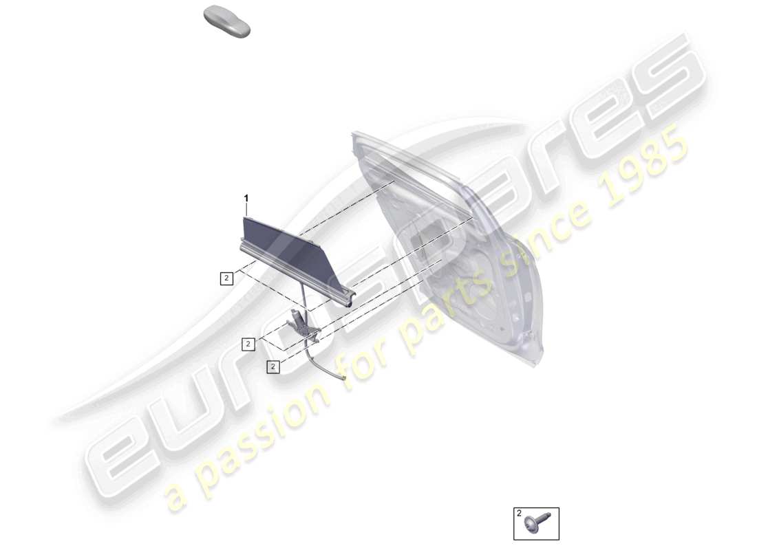porsche 2025 (panamera 976) diagrama de piezas de la ventana trasera de la puerta de la persiana enrollable