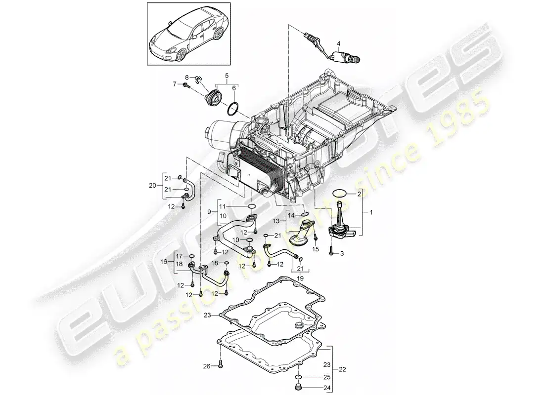 porsche 2015 (panamera 970) diagrama de piezas del colector de admisión