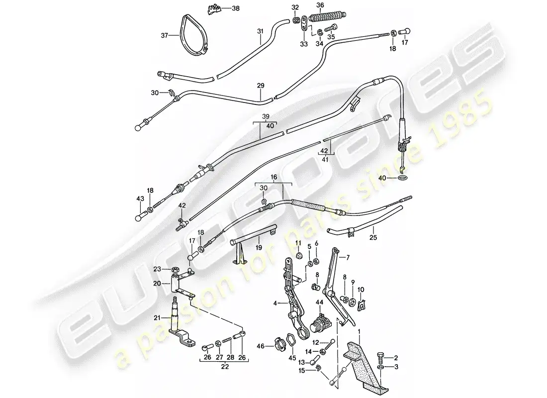 porsche 1985 (928) throttle control diagrama de piezas