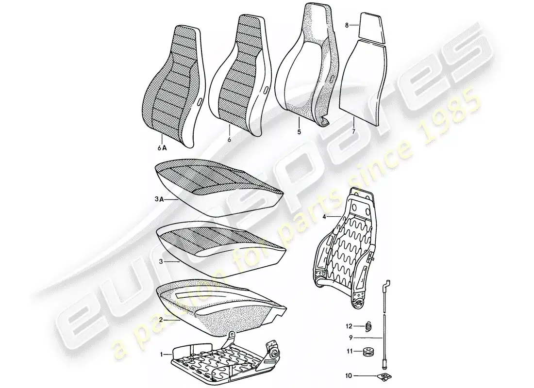 porsche 1982 (928) asiento delantero - piezas individuales - d - mj 1980>> esquema de piezas