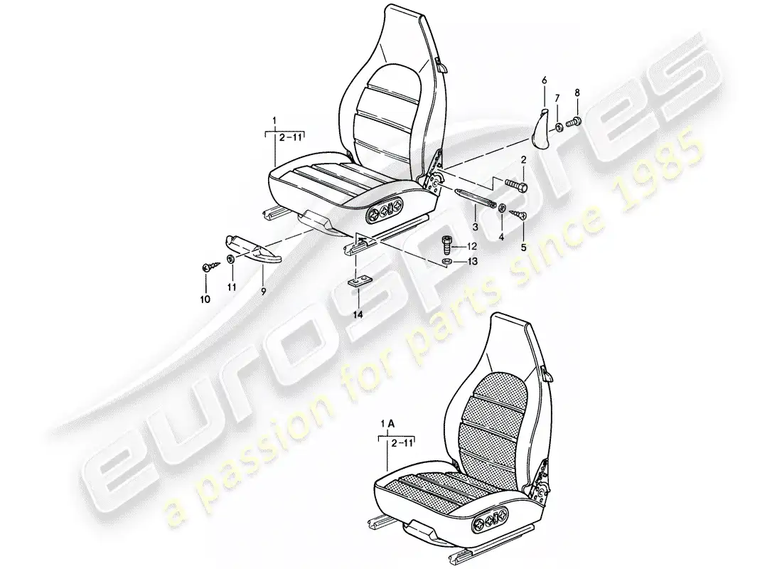 porsche 1986 (928) asiento delantero - d - mj 1985>> diagrama de piezas