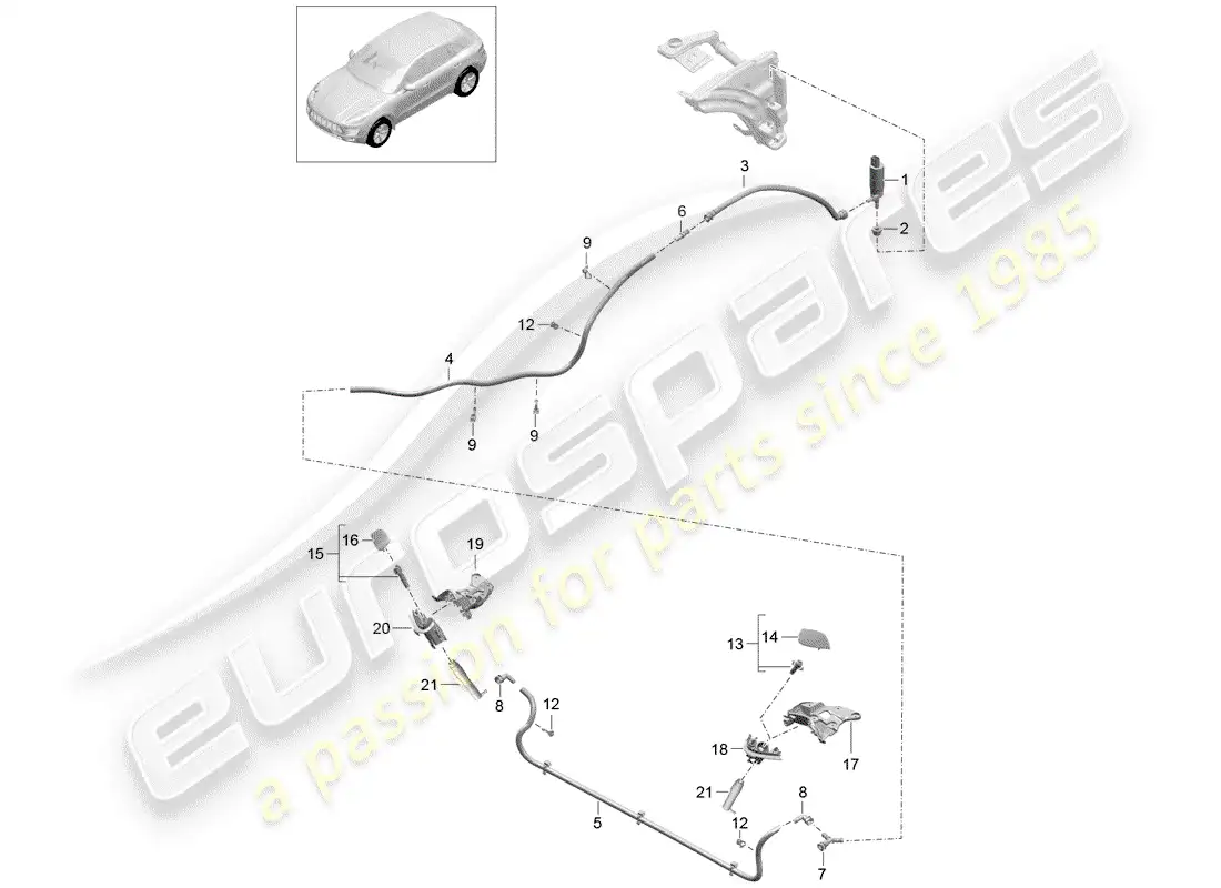 porsche 2016 (macan) sistema arandela diagrama de piezas