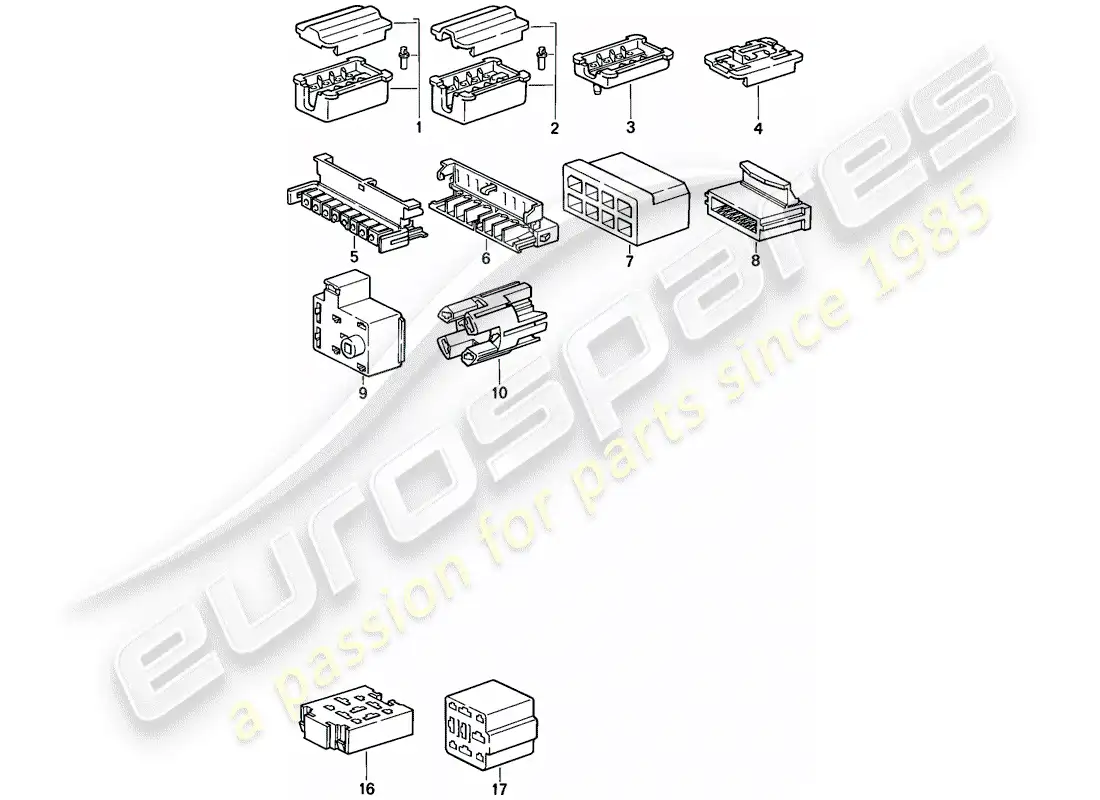 porsche 1988 (944) carcasa del conector - 8-pole - 9-pole diagrama de piezas