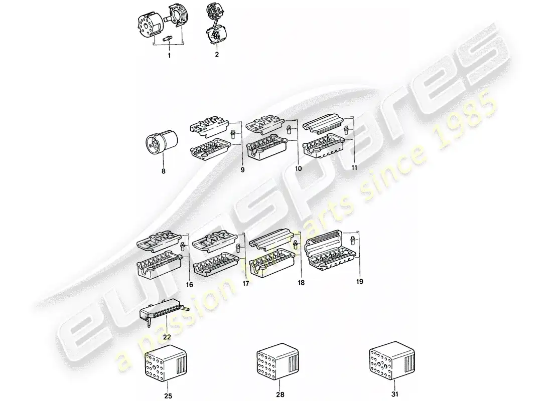 porsche 1988 (944) carcasa del conector diagrama de piezas