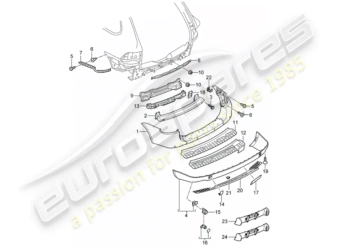 porsche 2006 (cayenne e1 9pa) recubrimiento diagrama de piezas