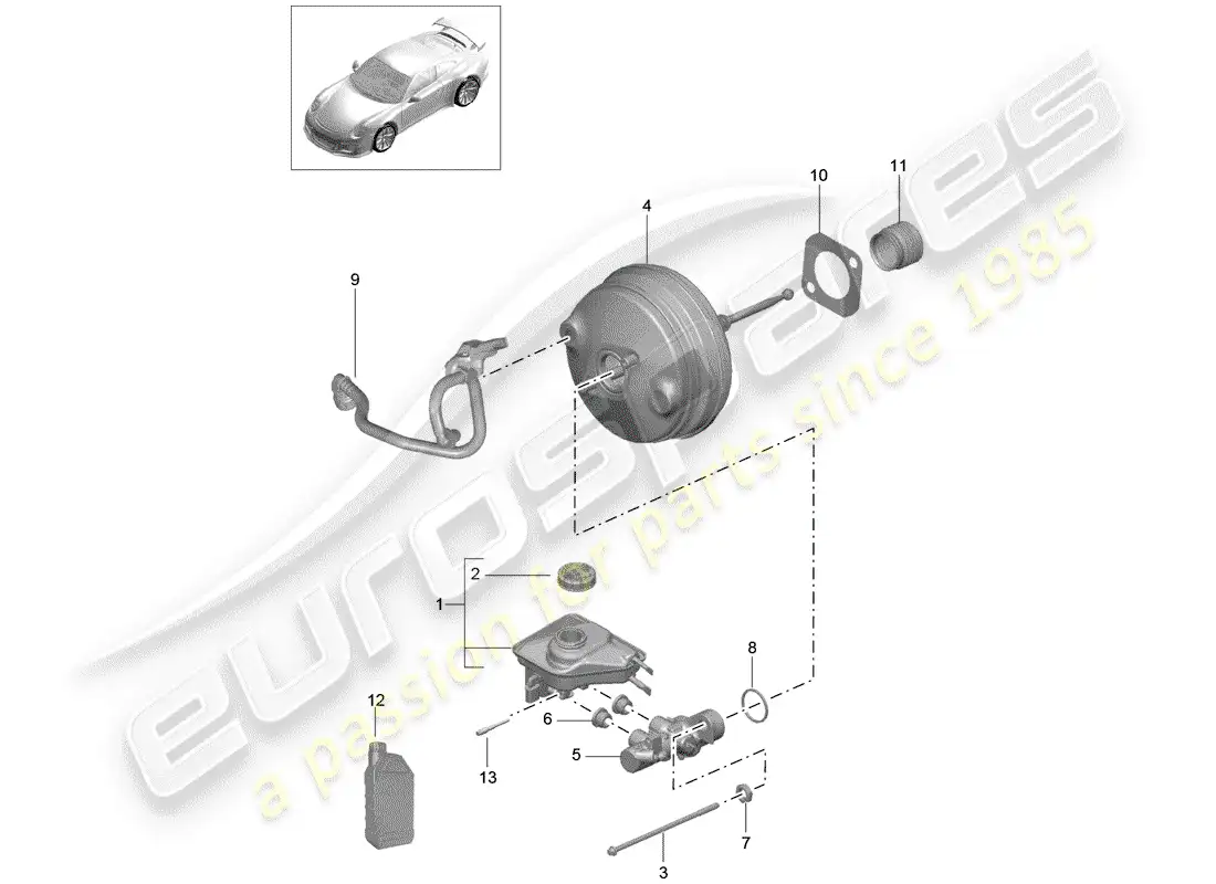 porsche 2017 (991-2 r/gt3/rs) cilindro maestro del freno diagrama de piezas