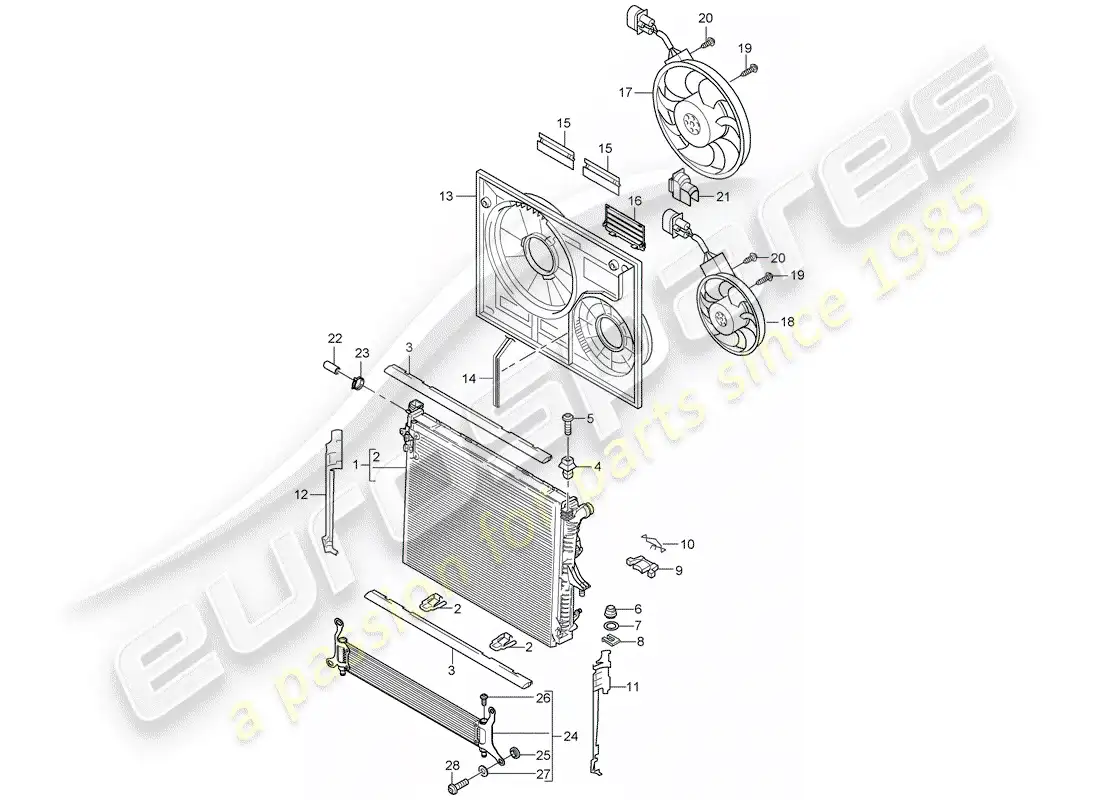 porsche 2007 (cayenne e1 9pa) water cooling 3 diagrama de piezas