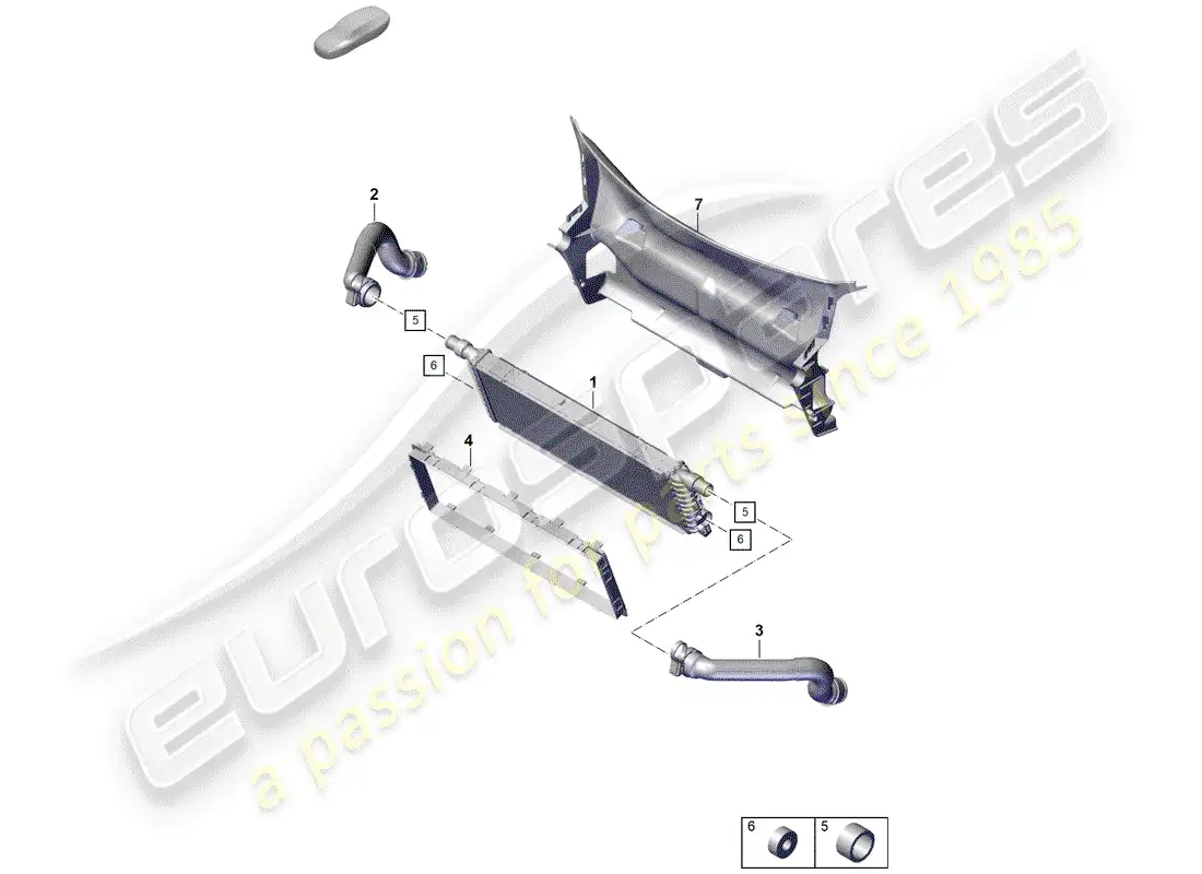 porsche 2019 (718 boxster spyder) radiador diagrama de piezas