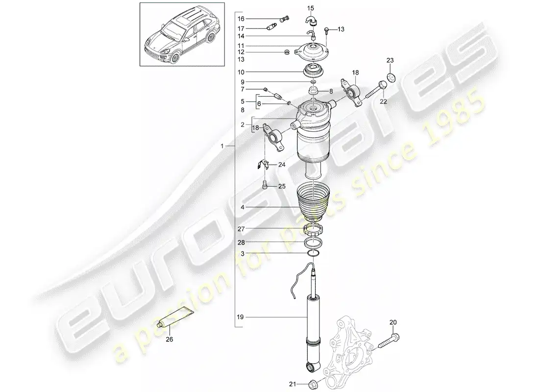 porsche 2017 (cayenne e2 92a) suspensión diagrama de piezas