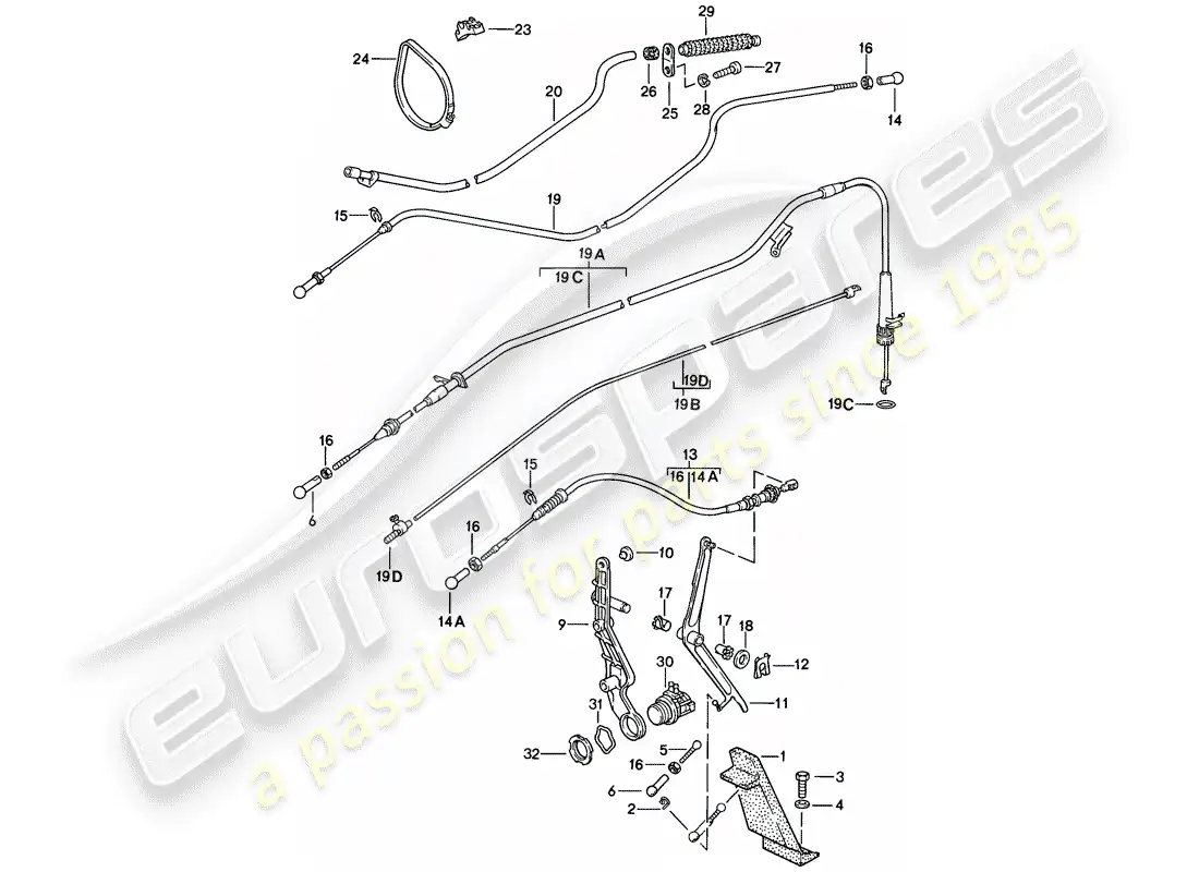 porsche 1985 (928) throttle control diagrama de piezas