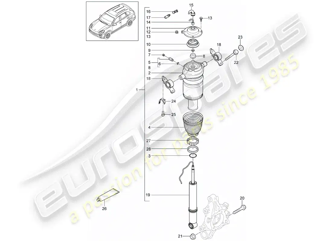 porsche 2017 (cayenne e2 92a) suspensión diagrama de piezas