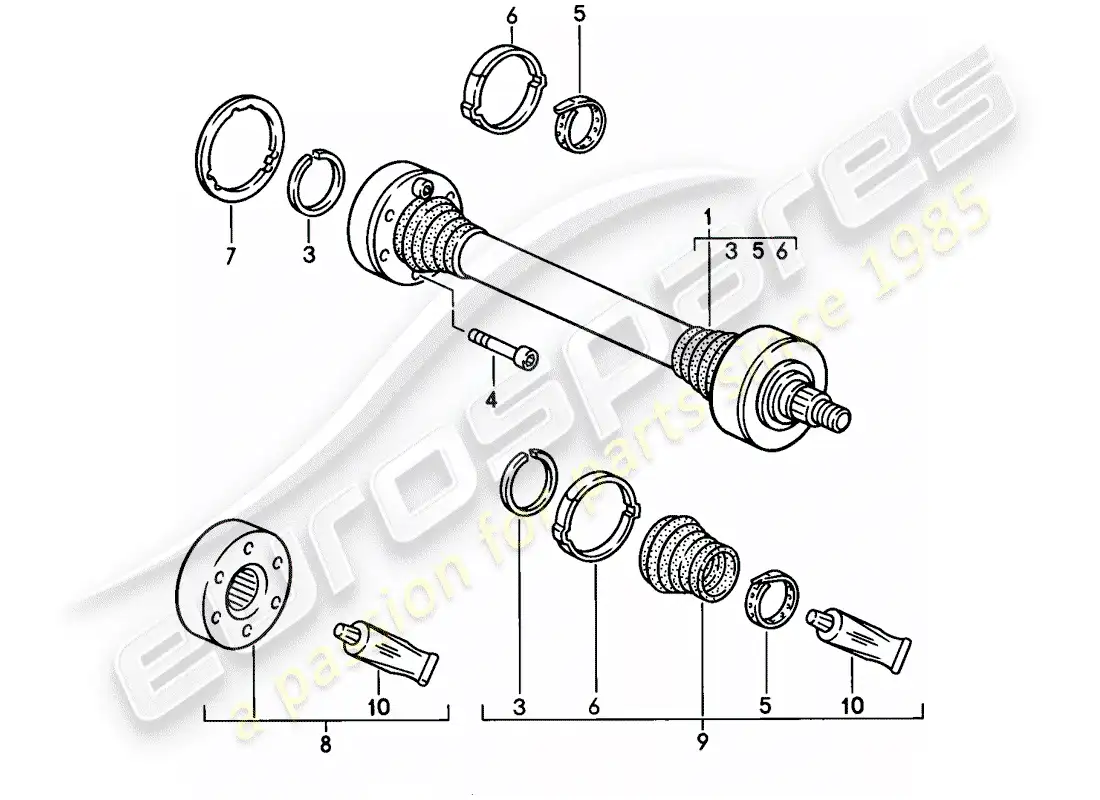 porsche 1984 (928) eje de transmisión - f >> 92-fs841 007 - f >> 92-fs840 289 - f >> 92-fs849 562 diagrama de piezas