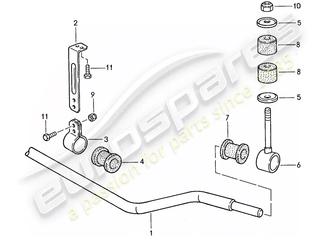 porsche 1990 (944) diagrama de piezas del estabilizador