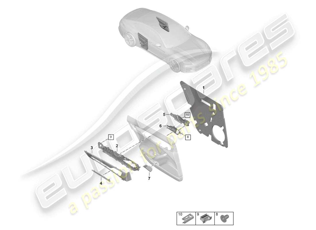 porsche 2024 (panamera 976) panel de puerta puertas traseras accesorios diagrama de piezas