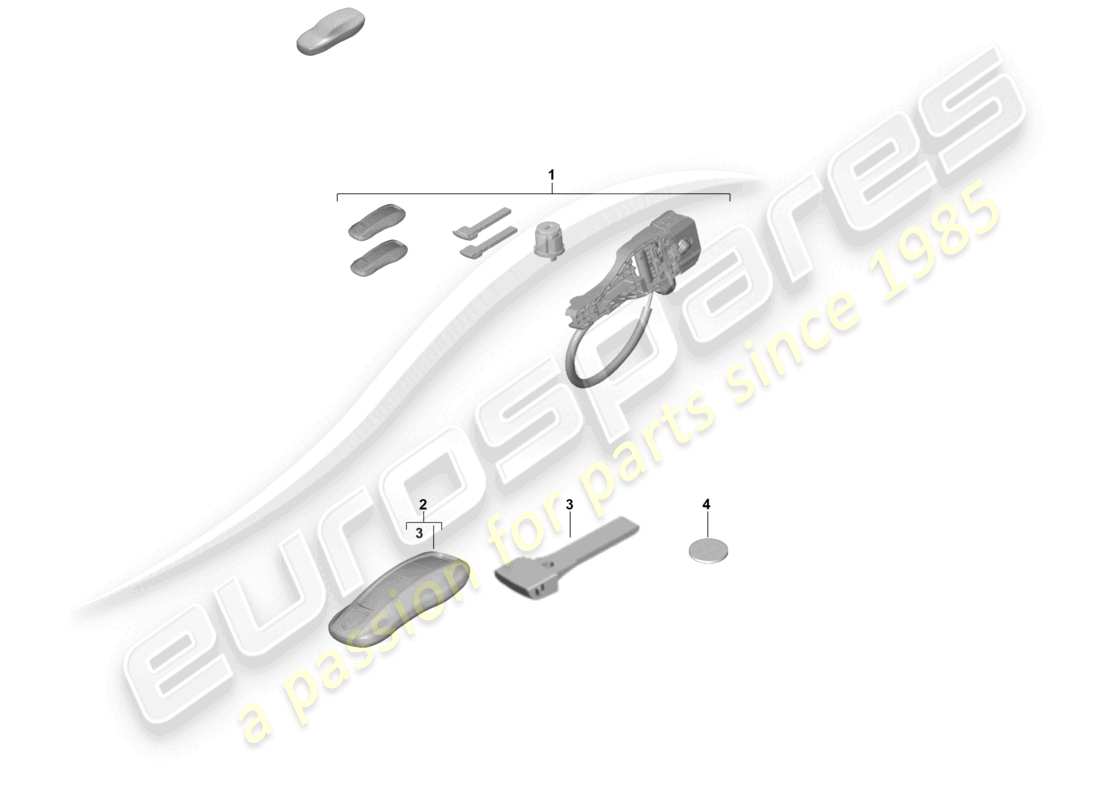 porsche 2024 (panamera 976) diagrama de piezas del transmisor portátil de cilindros de cerradura