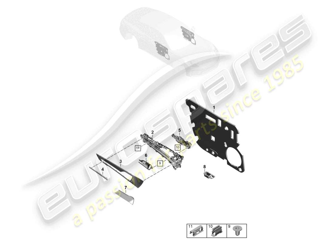 porsche 2025 (panamera 976) panel de puerta puertas delanteras accesorios diagrama de piezas