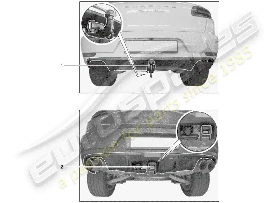 porsche 2014 (tequipment macan) enganche de remolque diagrama de piezas