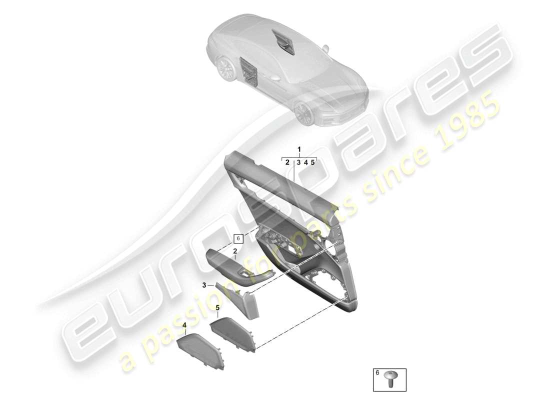 porsche 2024 (panamera 976) panel de puerta puertas traseras para vehículos con tapizado de cuero diagrama de piezas