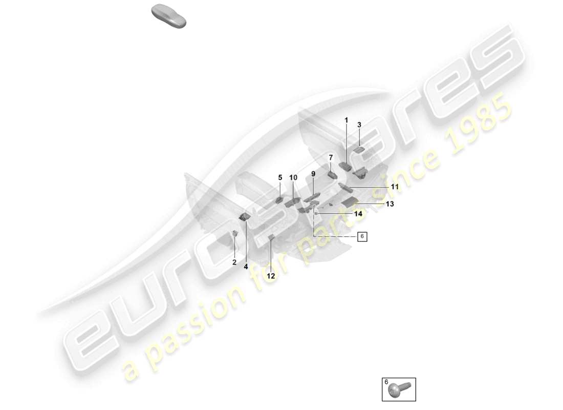 porsche 2025 (992-2 gt3) diagrama de piezas del zócalo de la interfaz multimedia del conmutador