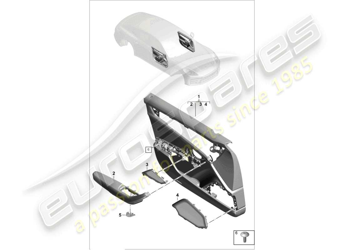 porsche 2024 (panamera 976) panel de puerta puertas delanteras para vehículos con tapizado de cuero diagrama de piezas