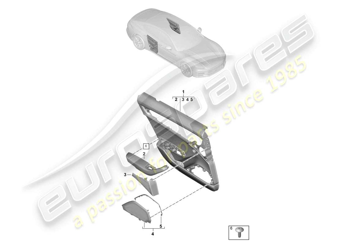 porsche 2024 (panamera 976) panel de puerta puertas traseras con persiana enrollable parasol cuero club diagrama de piezas