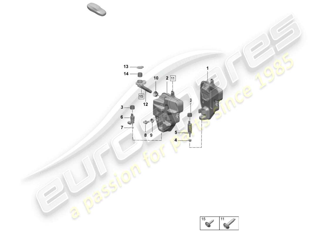 porsche 2025 (taycan 9j1-2) sistema arandela delantero diagrama de piezas