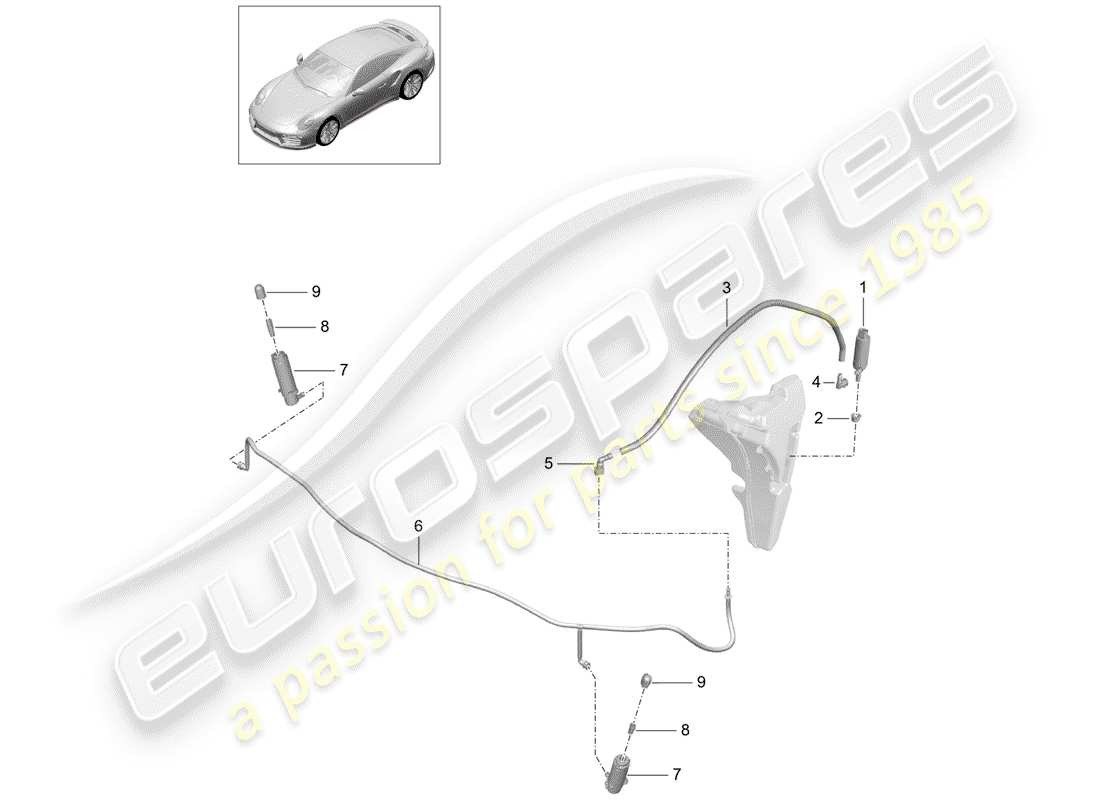 porsche 991 turbo (2018) diagrama de piezas del sistema arandela
