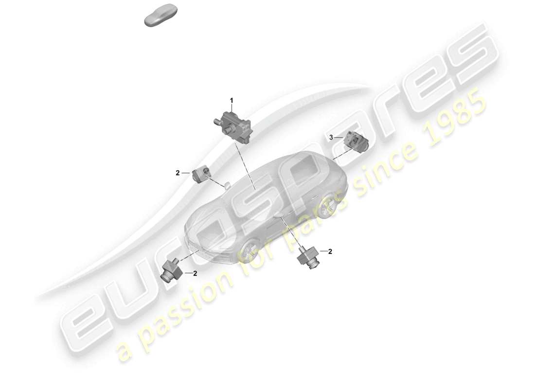 porsche 2024 (panamera 976) diagrama de partes de la cámara frontal, vista superior real