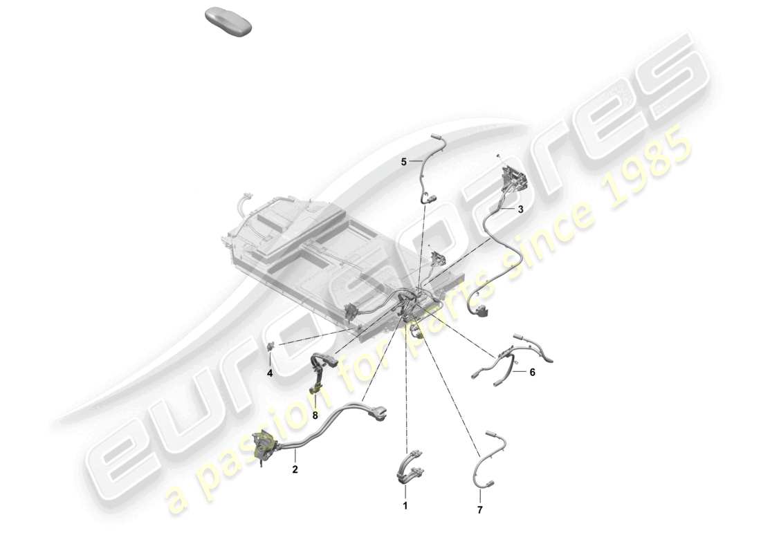 porsche 2026 (taycan 9j1-2) diagrama de piezas del conjunto de cableado de alto voltaje para motor de tracción