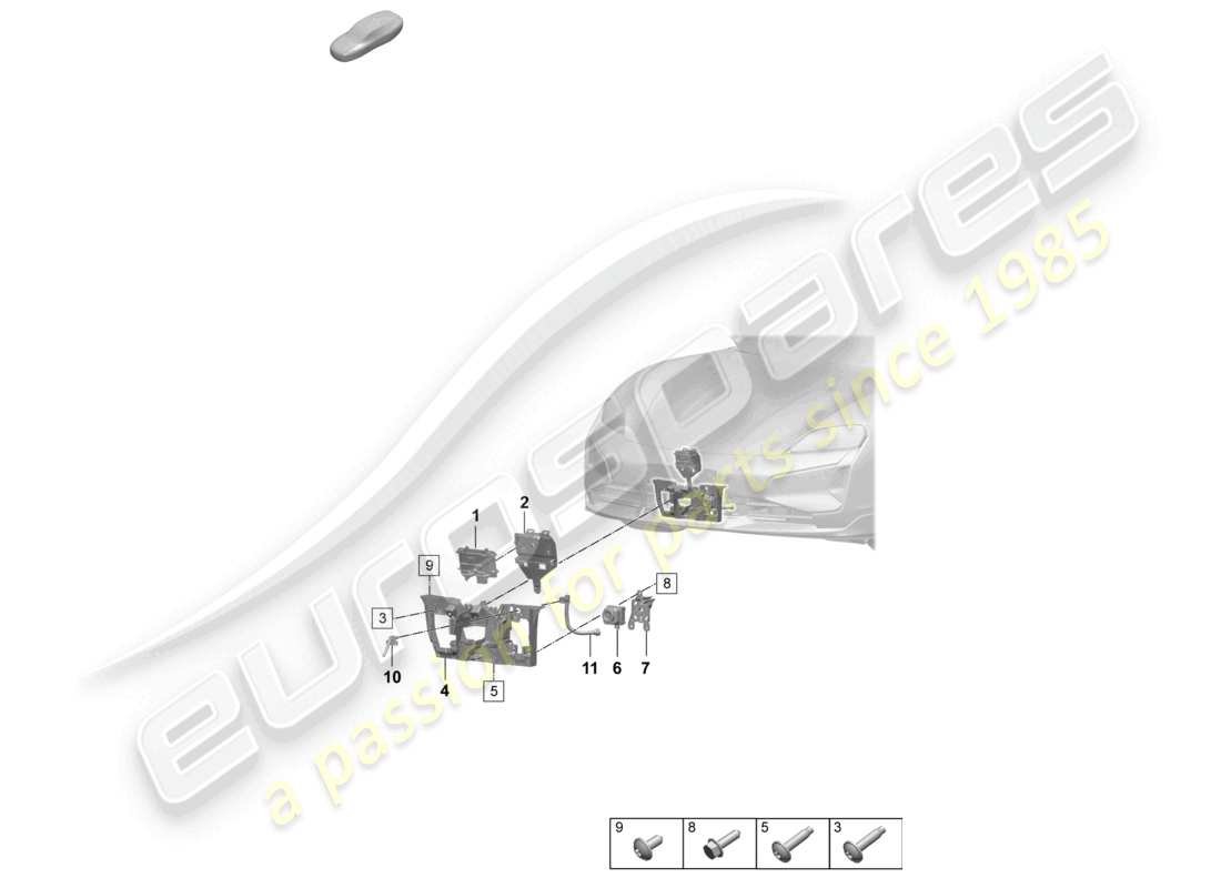 porsche 2025 (taycan 9j1-2) piezas individuales para vehículos con sistema de visión nocturna diagrama de piezas