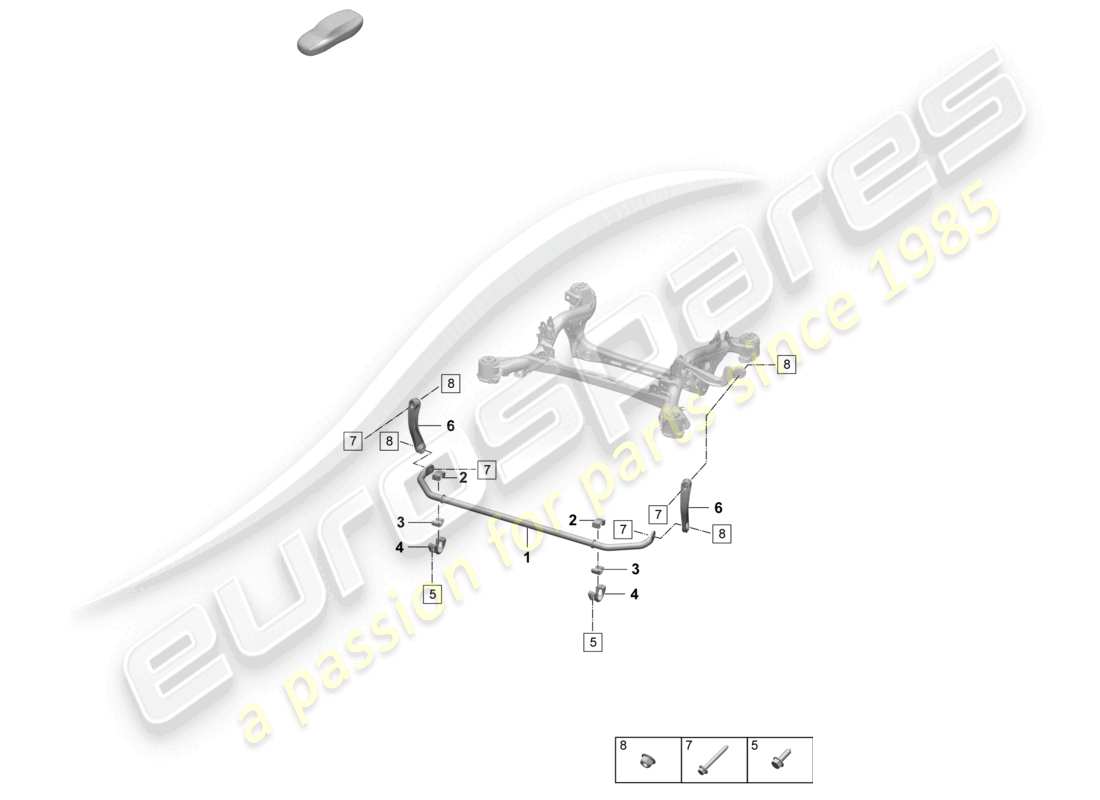 porsche 2024 (macan-e) diagrama de piezas del eje trasero de la barra estabilizadora