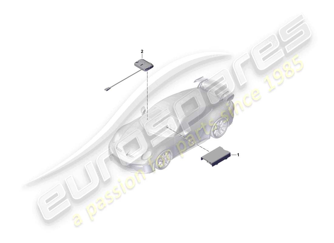 porsche 2025 (992-2 gt3) diagrama de piezas del lector de tarjetas con chip para el sistema de peaje de carreteras