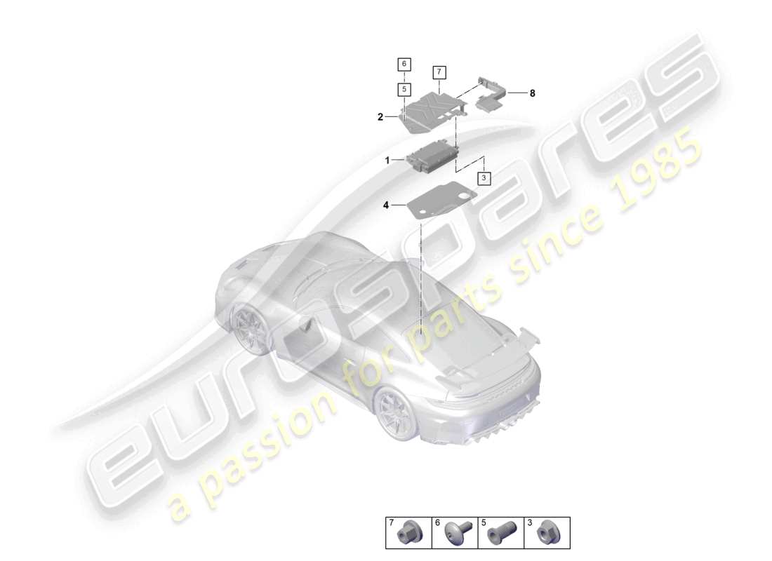 porsche 2025 (992-2 gt3) diagrama de piezas de amplificadores