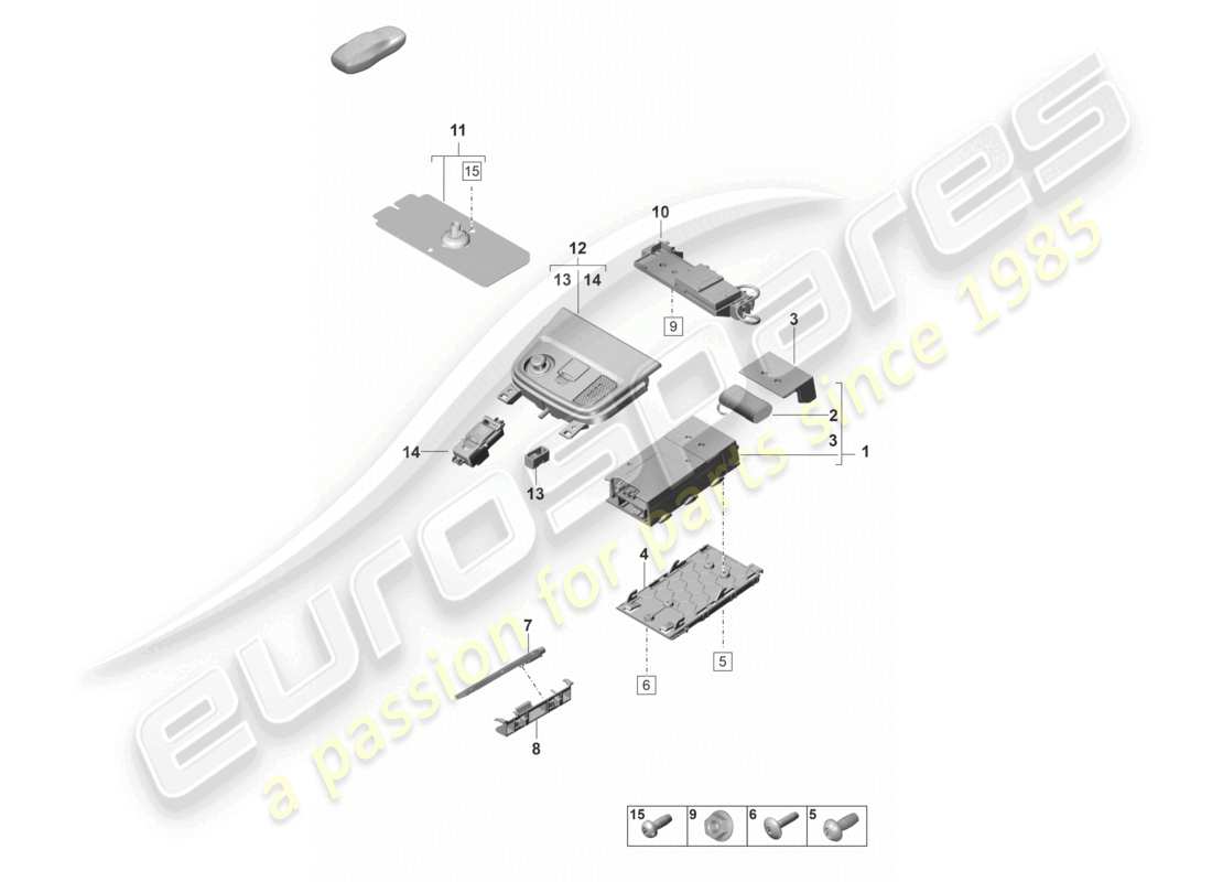 porsche 2022 (panamera 971-2) para modelos con teléfono y llamada de emergencia diagrama de piezas