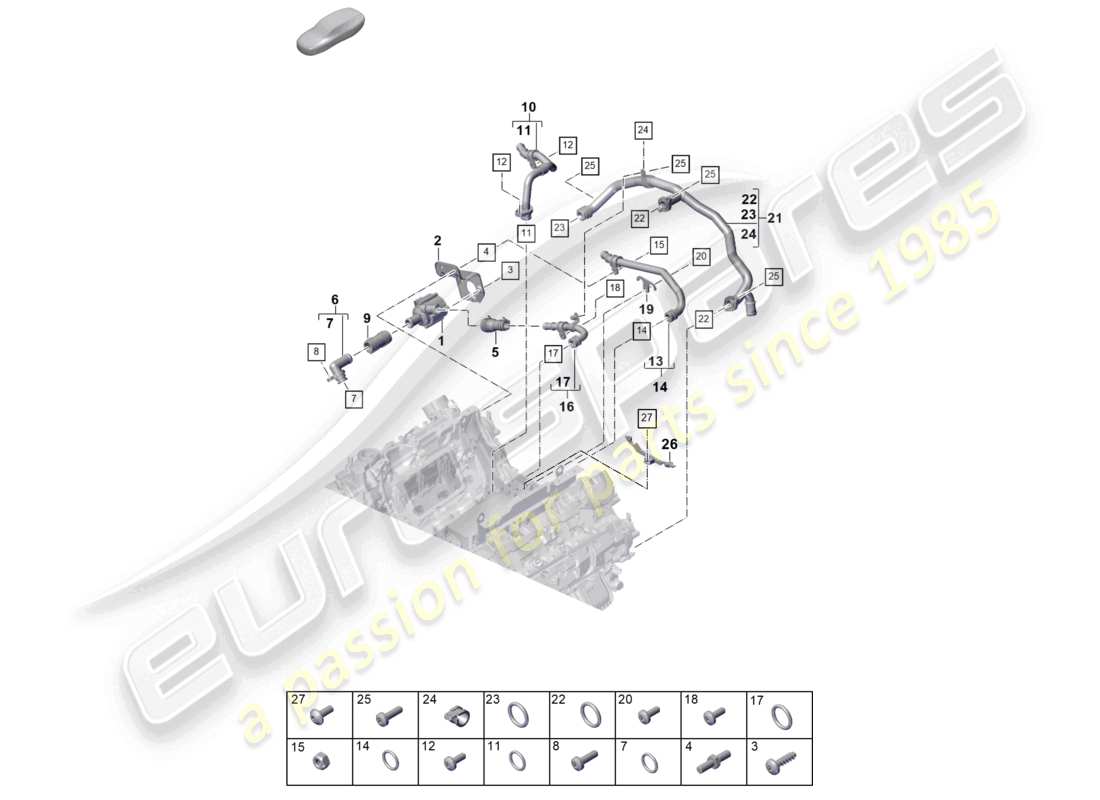 porsche 2024 (panamera 976) diagrama de piezas del sistema de refrigeración del refrigerante