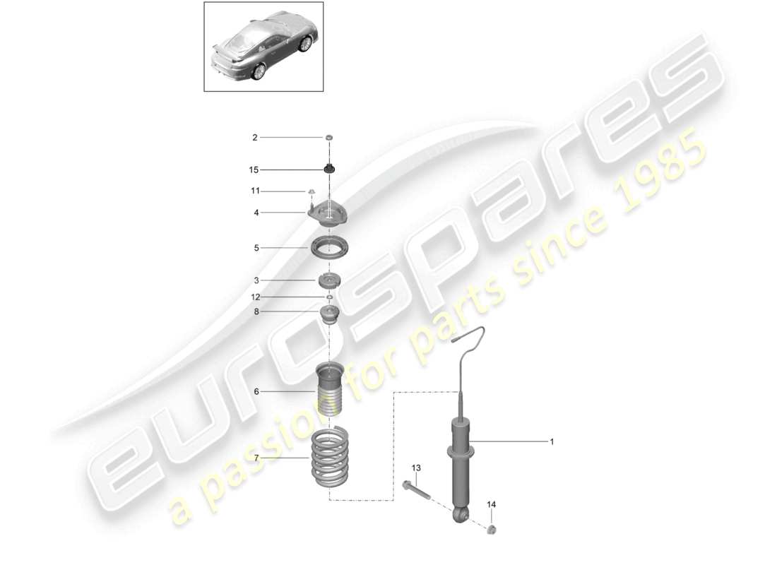 porsche 2021 (991-2 r/gt3/rs) amortiguadores muelle helicoidal d - mj 2018>> diagrama de piezas