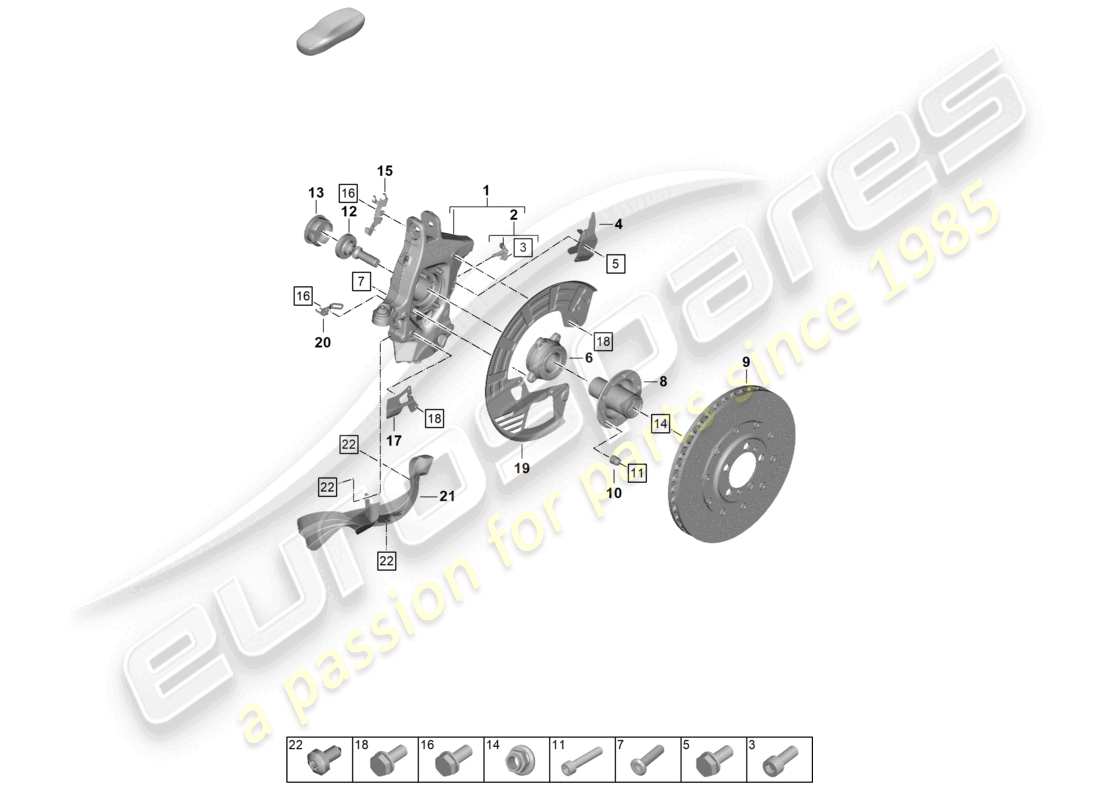 porsche 2025 (992-2 gt3) diagrama de piezas del cubo de la rueda del soporte de la rueda