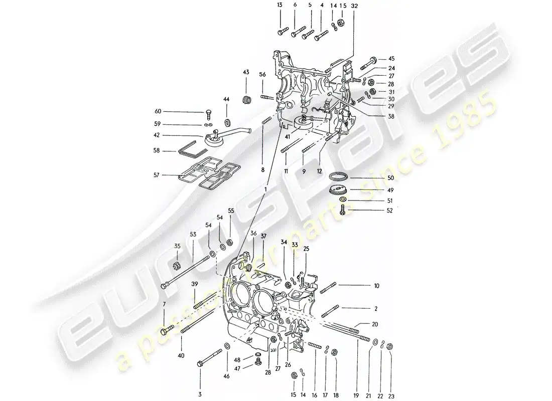 porsche 1974 (914) crankcase diagrama de piezas