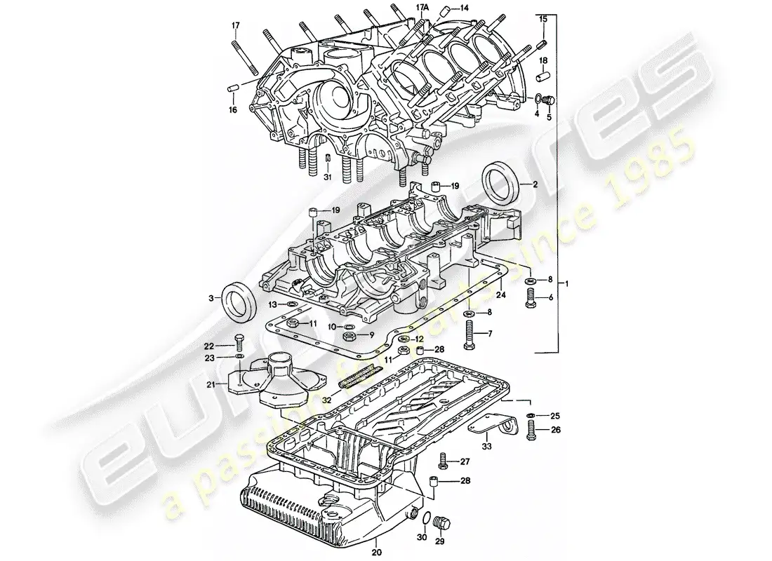 porsche 1980 (928) crankcase diagrama de piezas