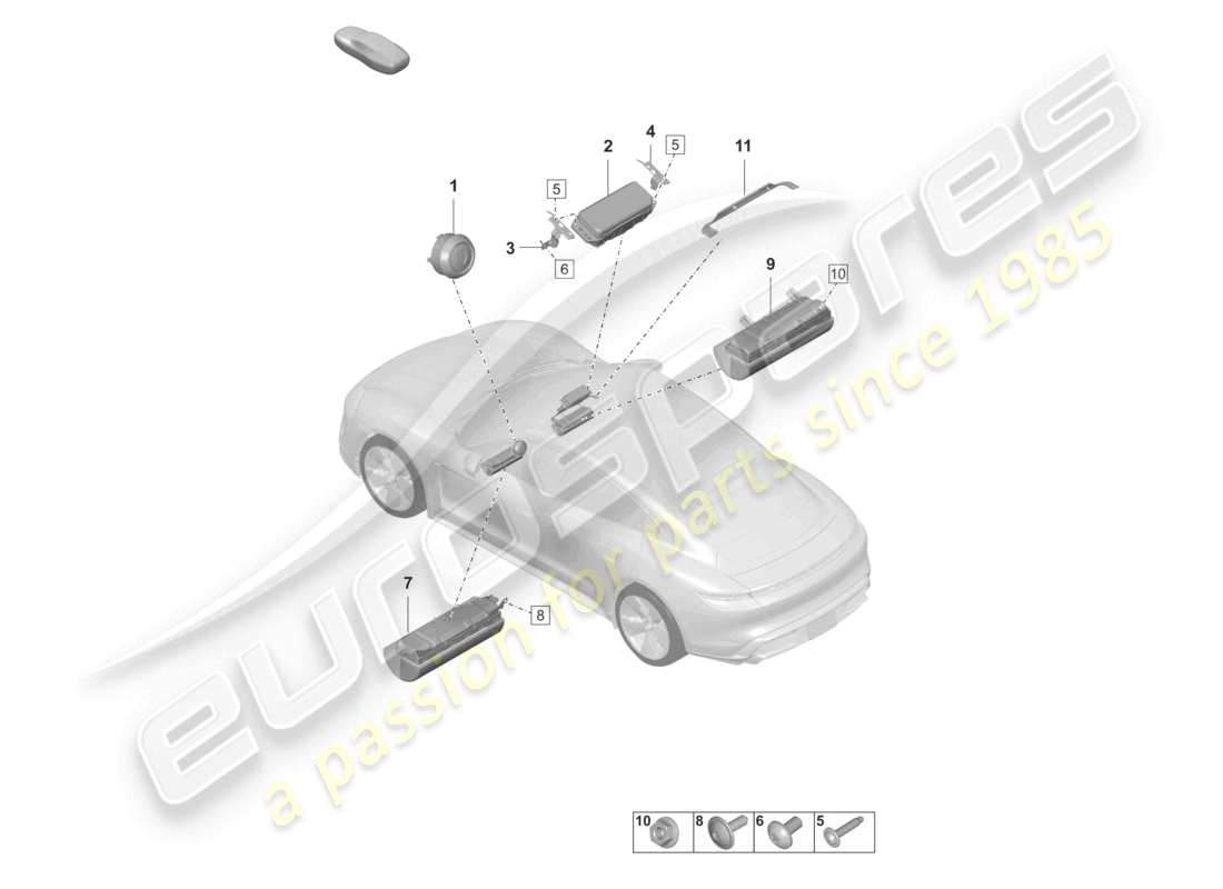 porsche 2025 (taycan 9j1-2) diagrama de piezas del airbag