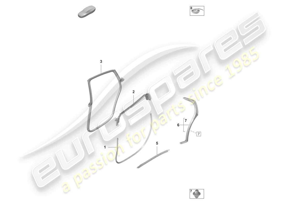 porsche 2021 (taycan 9j1-1) puertas traseras accesorios juntas diagrama de piezas