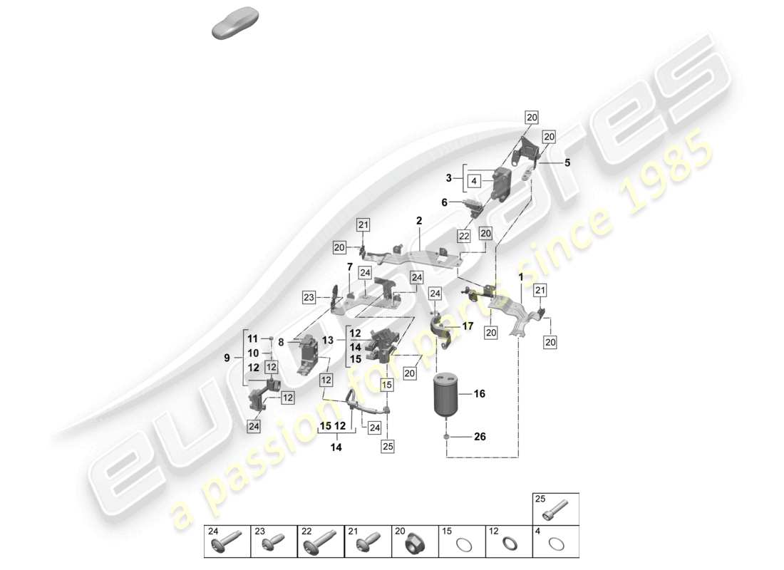 porsche 2025 (macan-e) aire acondicionado línea de refrigerante inserto secador con piezas de fijación con: diagrama de piezas de bomba de calor
