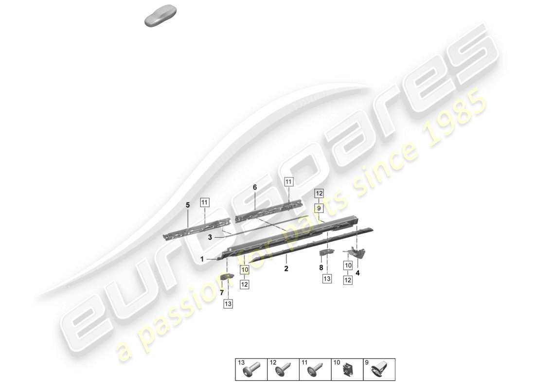 porsche 2025 (macan-e) accesorios de moldura exterior de larguero diagrama de piezas