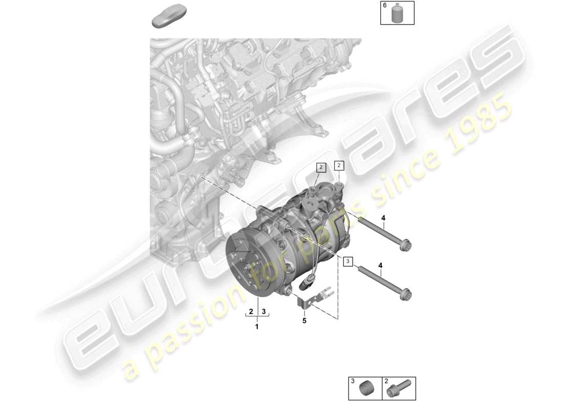 porsche 2025 (panamera 976) diagrama de piezas del compresor de a/c