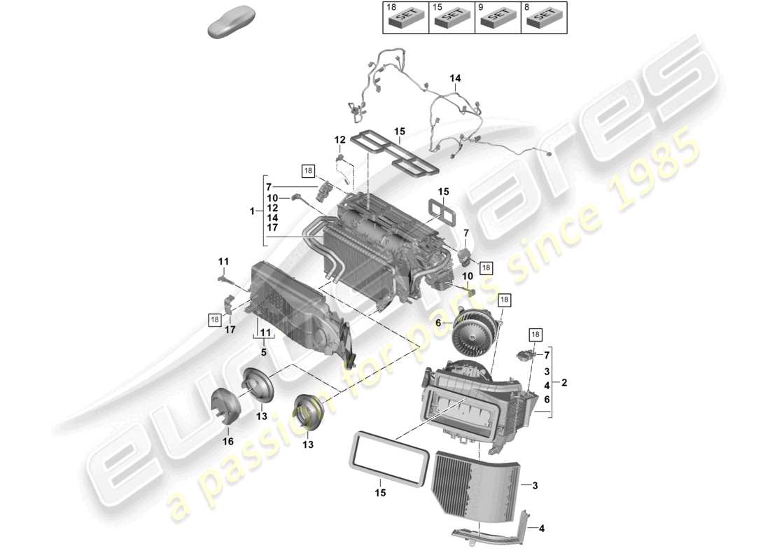 porsche 2025 (panamera 976) diagrama de piezas del sistema de aire acondicionado 2-zone